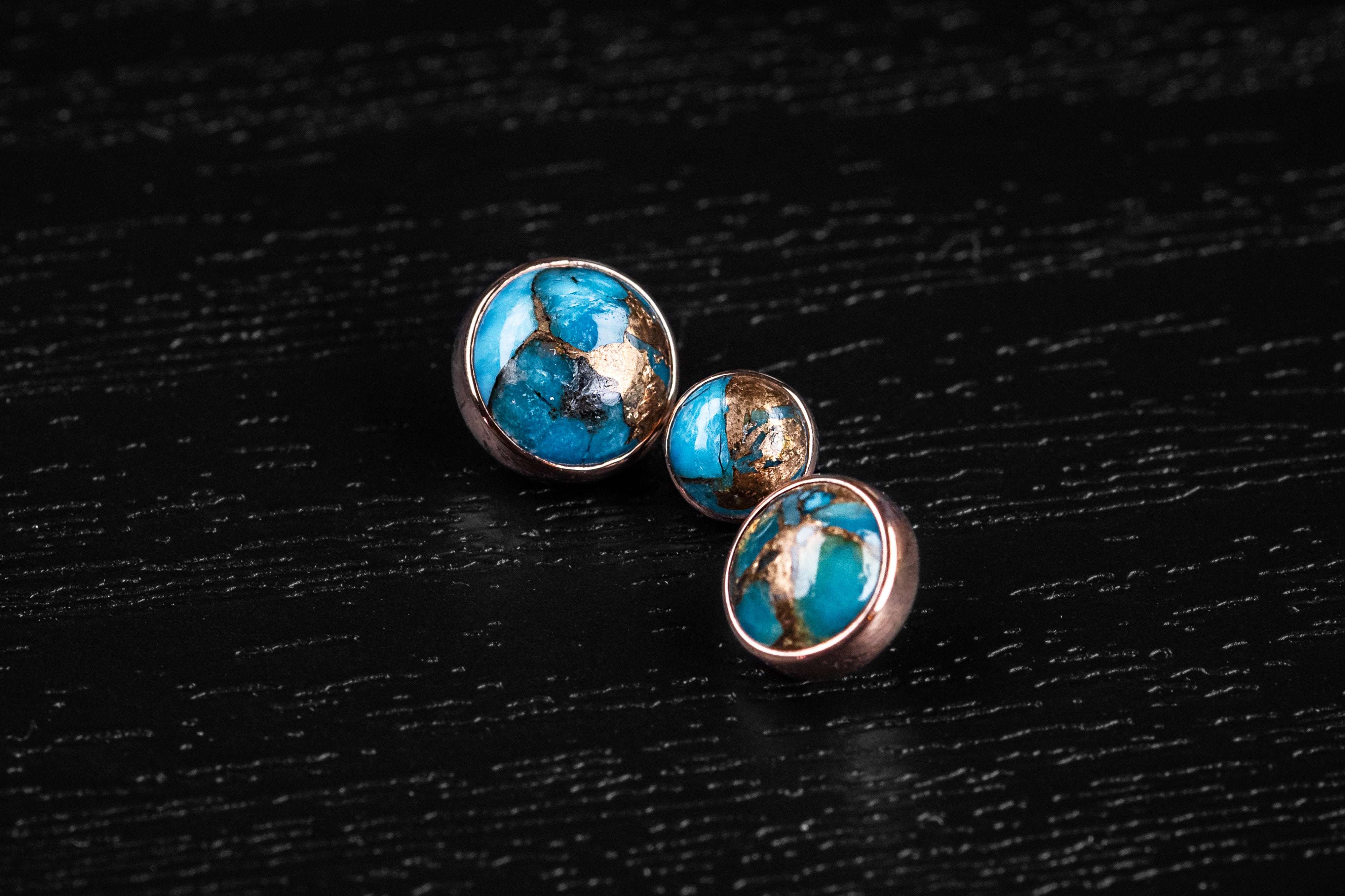 4mm Rose Gold Copper Blue Turquoise End